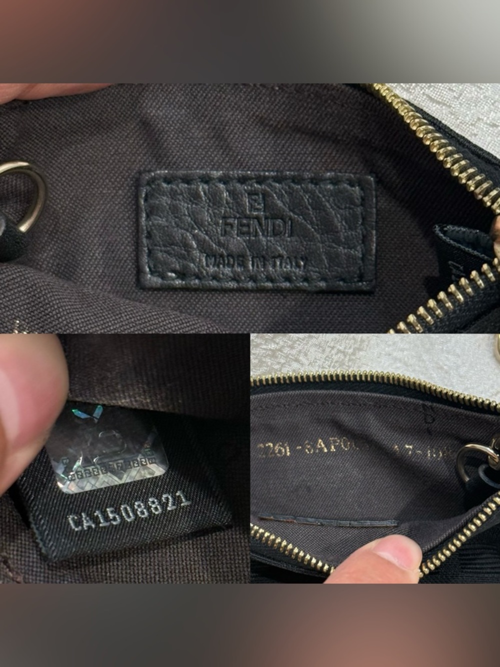 Authentic Fendi Zucca Canvas Key Coin Case Pouch Black - Picture 15 of 15